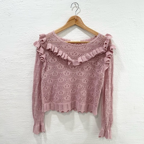 Loveshackfancy Natalie Ruffle Sweater Pink - Picture 2 of 6
